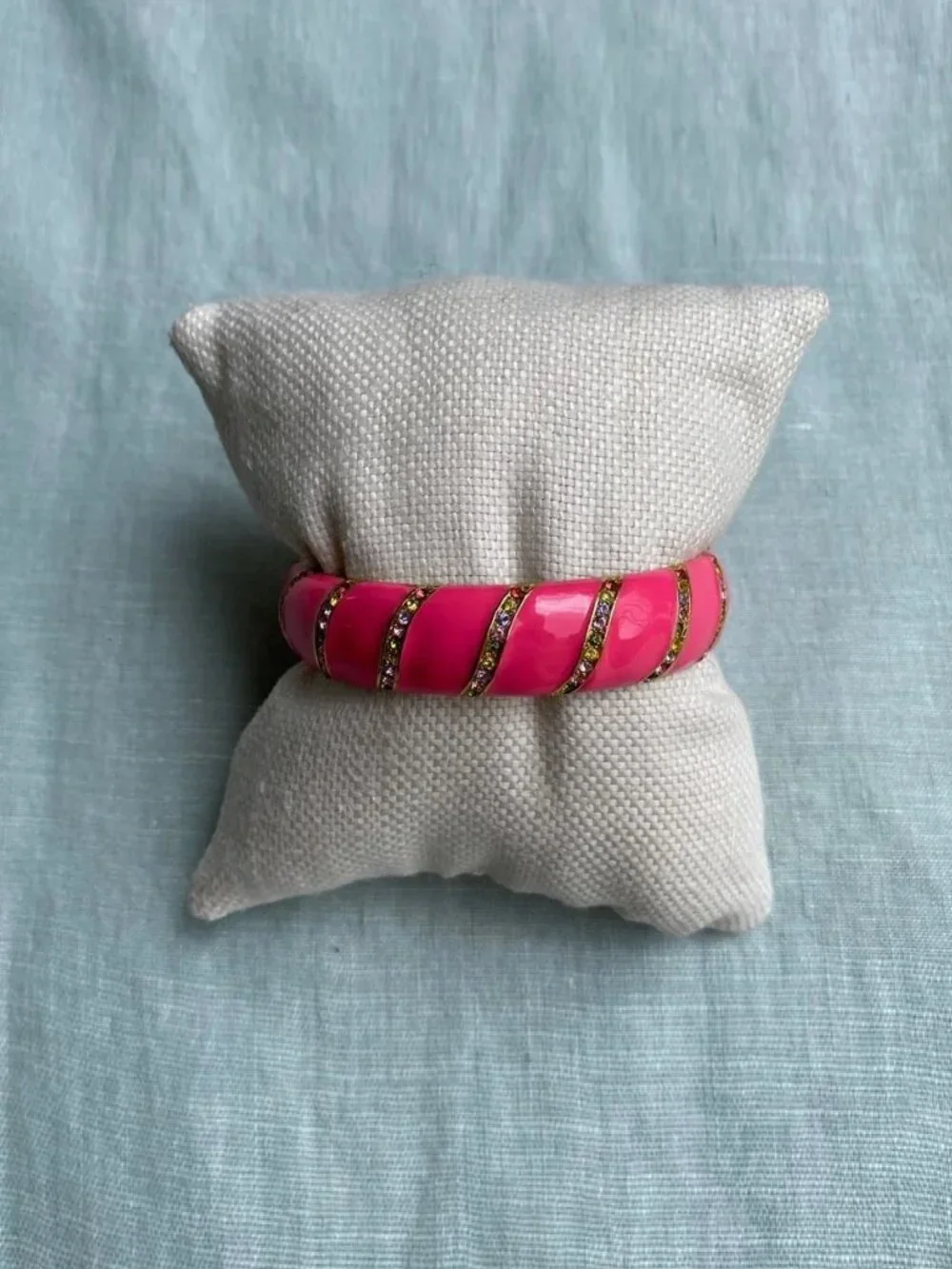 Kate Spade pink enamel rainbow crystal Lollie bangle bracelet - Picture 3 of 9